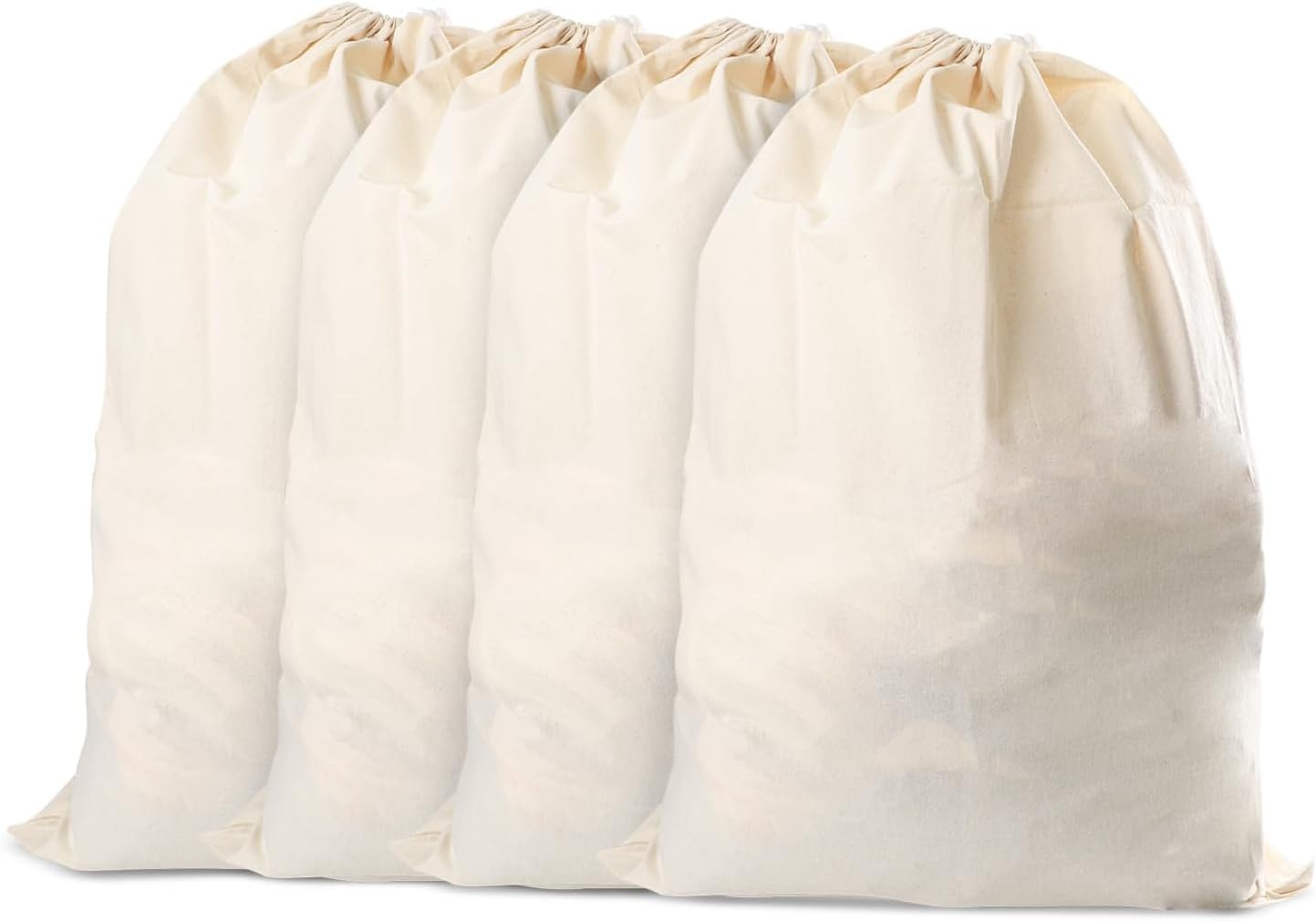 Vintage Vista 100% Cotton Laundry Bag with Drawstring Closure (Set of 4), Reusable & Washable Travel Laundry Bags for Dirty Clothes, Canvas Drawstring Bags, Laundromat Bag fo Easter, Natural Color