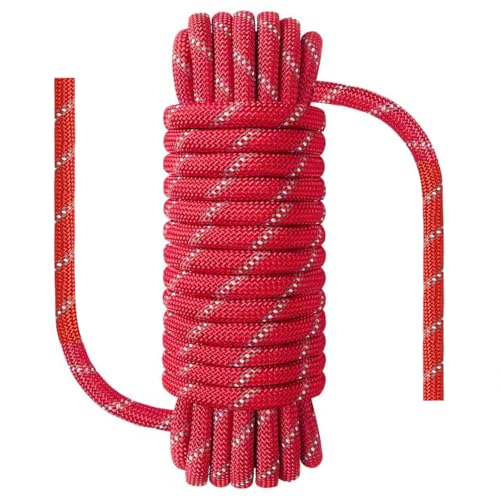 NorthPada 10 mm x 30 Meter Statisches Nylon Seil Outdoor Kletterseil für Knüpfübungen, Baumpfleger Baumarbeits, Marine, Anker, Boot, Abseil, Notfall, Schaukel, Rot
