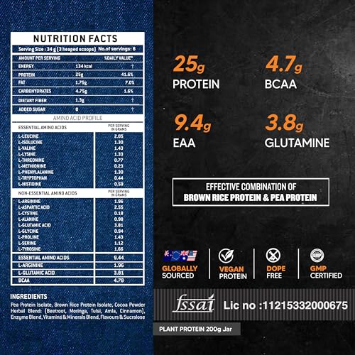 Image of AS-IT-IS ATOM Plant Protein 200g | 25g Protein | Amino Profile similar to Whey | Easy to Digest | Vegan