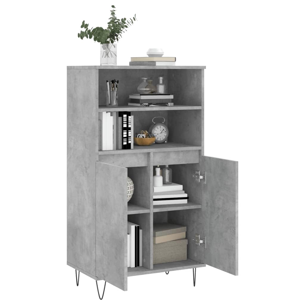 Aparador industrial de 60 x 36 x 110 cm, madera y metal, 6 compartimentos con puertas, salón, cocina, despensa