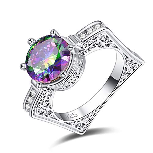 Emsione Created Rainbow Topaz 925 Ring for Women