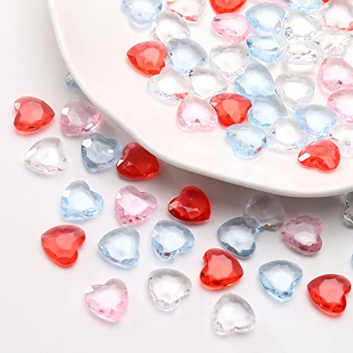 YIEUR 600 Stück weiß Herzen Diamant Konfetti Deko, 12mm glitzer Dekosteine herzen Acryl, Streudeko Kristalle Konfetti Diamanten Plastik Hochzeit Tischdekoration Geschenk Taufe von Partyloon(weiß-12)