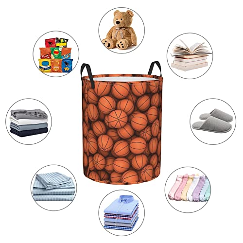 Basketball Orange Laundry Basket, Waterproof Circular Laundry Basket With Handle, Suitable For Laundry Rooms And Bedrooms #TOP5