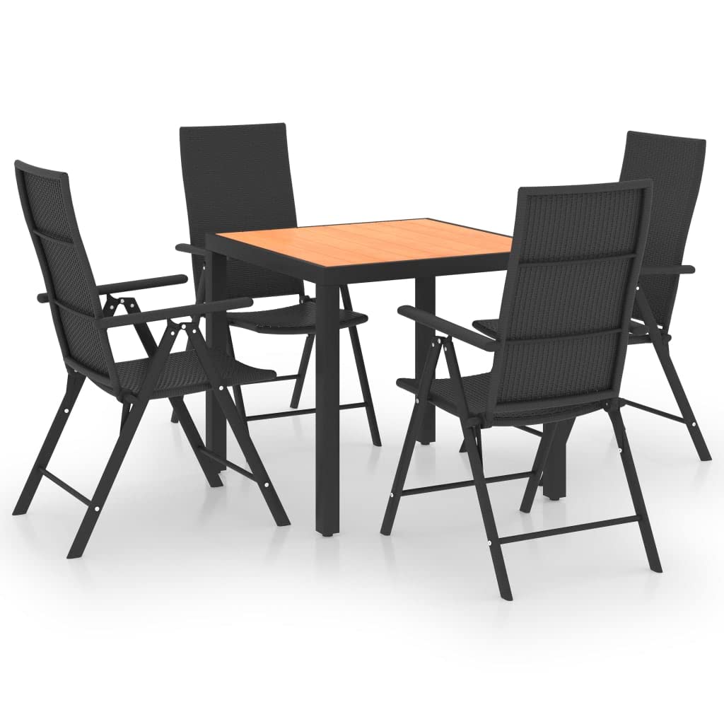 KCCKOM Garden Furniture Set 5 Piece Patio Dining Set Black and Brown