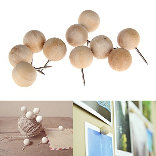 EnGive Wooden Globe Decorative Thumb Push Pins, 10 Per Set