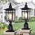 17.6'' Outdoor Post Light 2 Packs, Black Pole Lantern Lighting Fixture Hard Wired, Waterproof Outdoor Column Lights Exterior Lamp Post Lantern with Glass for Garden Path(Not Include Mounting Base)