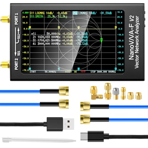 AURSINC NanoVNA-F V2 Vector Network Analyzer 4,3-inch 50KHz-3GHz HF VHF UHF VNA Antenna Analyzer, S-parametermeting, SWR spanning, fase, vertraging, Smith-diagram