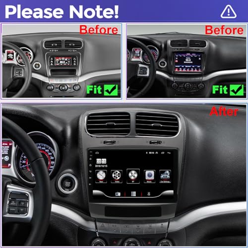 for Dodge Journey Radio Upgrade 2011-2019,QLED Touch Screen Stereo,8 Core CPU,Carplay Android Auto Ready,Keep OEM Steering Wheel Control,Back Camera Included