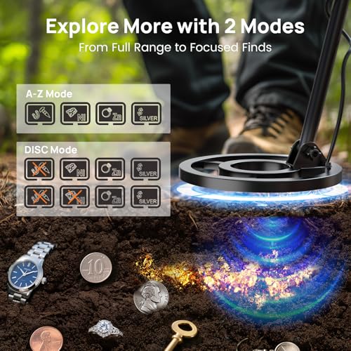 Image of Metal Detector for Adults & Kids, Consciot Metal Detector Kit Waterproof IP68, Outdoor Gold Detector with 8'' Search Coil, LCD Display, Metal & Disc Mode, Beach & Backyard Use, Gift for Boys & Girls