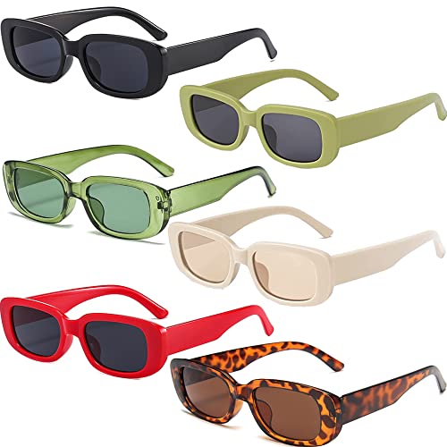 Eyegla Sunglasses Bulk Rectangle Sunglasses Party Favor 90s Glasses Shades Sunnies for Women 6 Pack