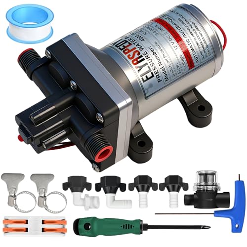 Image of 2026 Upgraded 4008-101-A65 RV Fresh Water Pump, 12 V DC 3.0 GPM Self-Priming Diaphragm Water Pump, 180 GPH, 11.3 LPM, 55 PSI,Includes Pressure Switch and Detachable Filters,No Noise, for RV, Marine