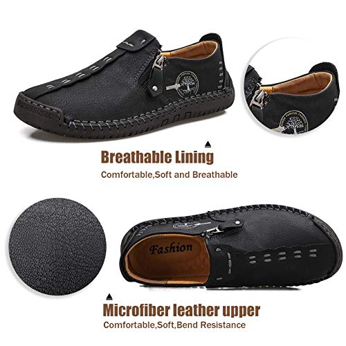 Mens Loafers Slip On Casual Shoes Leather Flat Penny Loafers Outdoor Lightweight Breathable Walking Driving Shoes Comfort Classic Hand Stitching Office Dress Work Shoes Anti Slip Round Toe Moccasins3