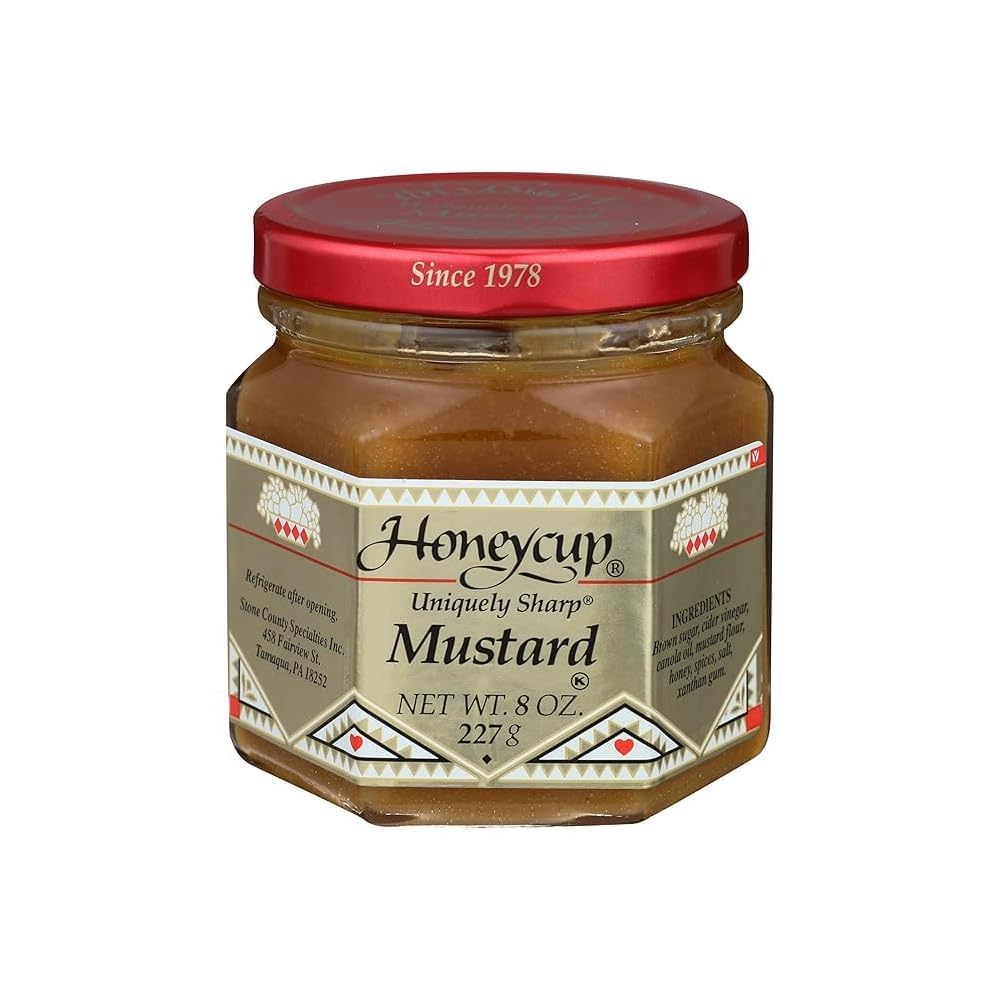 Honeycup Honey Mustard 4-Pack (8oz Each) - Sweet Tangy Condiment for Sandwiches & Dips
