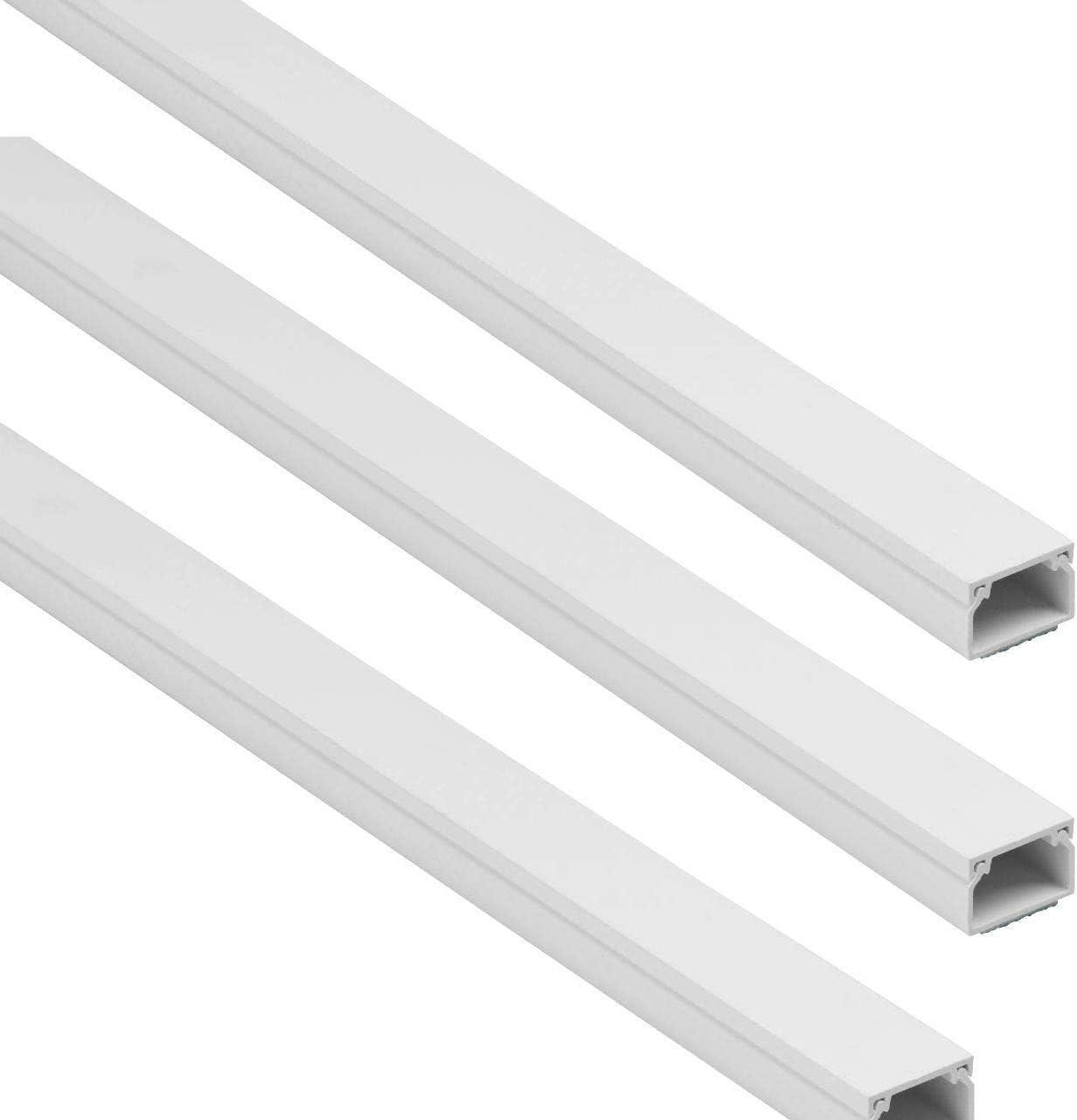 Royal Apex 90cm Square Cable Box Self Adhesive PVC Trunking White Wall Cord Cover Cable Concealer On-Wall Wire Cover Paintable Cable Management Raceway to Hide Wires - Pack of 3 (25x16MM)