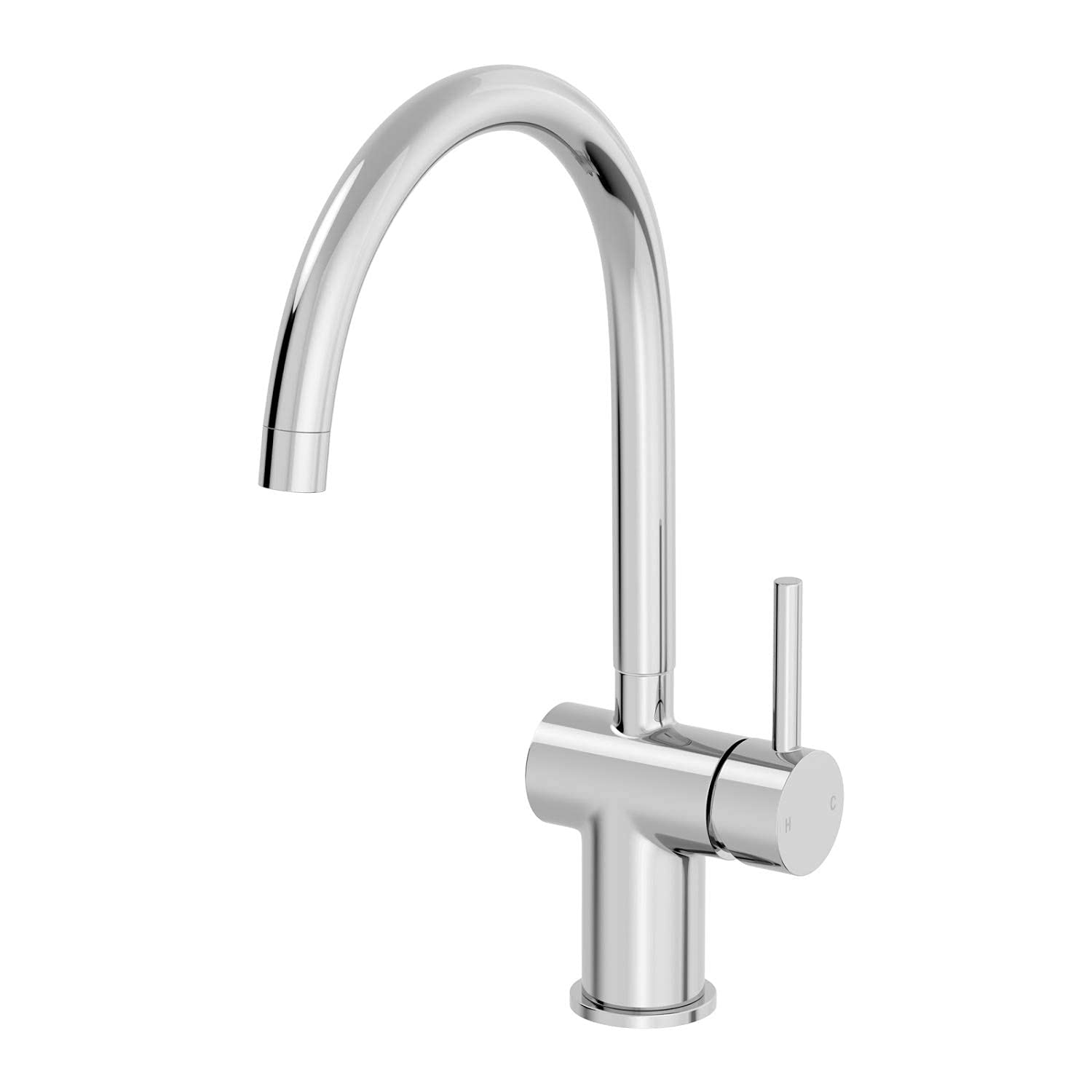 Modern Monobloc Kitchen Mixer Tap Single Lever Handle Curved Swivel Spout Chrome 5056093675408