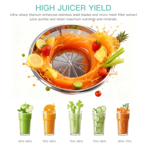 Image of AZEUS Centrifugal Juicer Machines, Juice Extractor with Germany-Made 163 Chopping Blades (Titanium Reinforced) & 2-Layer Centrifugal Bowl, High Juice Yield, Easy to Clean, Anti-Drip,100% BPA-Free