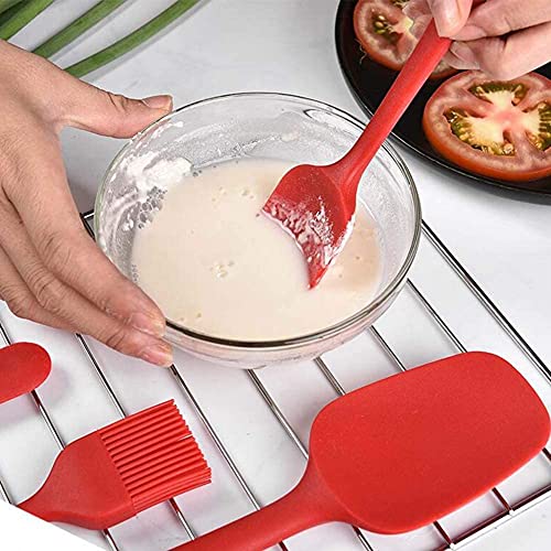 Image of Silicone Spatula Set Silicone Kitchen Utensils Set with Basting Pastry Silicone Brush Heat Resistant Non-Stick, for Cooking Baking Cake Decorating, Rubber Spatula Turner Spoonula, 5 (Red)
