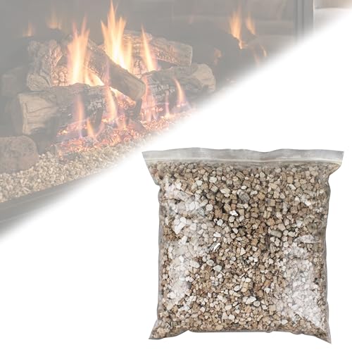 Vermiculite Granules for Gas Fireplaces - Ember Bed Material for Gas Log Sets, Natural Looking Fireplace Embers, 12 Ounce Bag