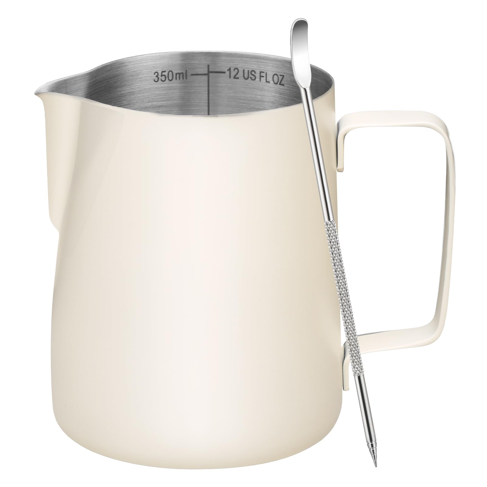 Amrules Milk Frothing Pitcher 12oz Frother Cup Barista Tools, White