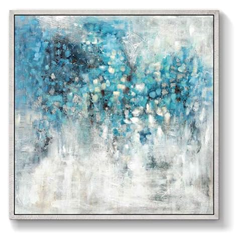 TAR TAR STUDIO Abstract Wall Art Canvas Framed: Blue Abstract Painting Artwork on Canvas for Bedroom (36''W x 36''H, Multiple Sizes) Cover