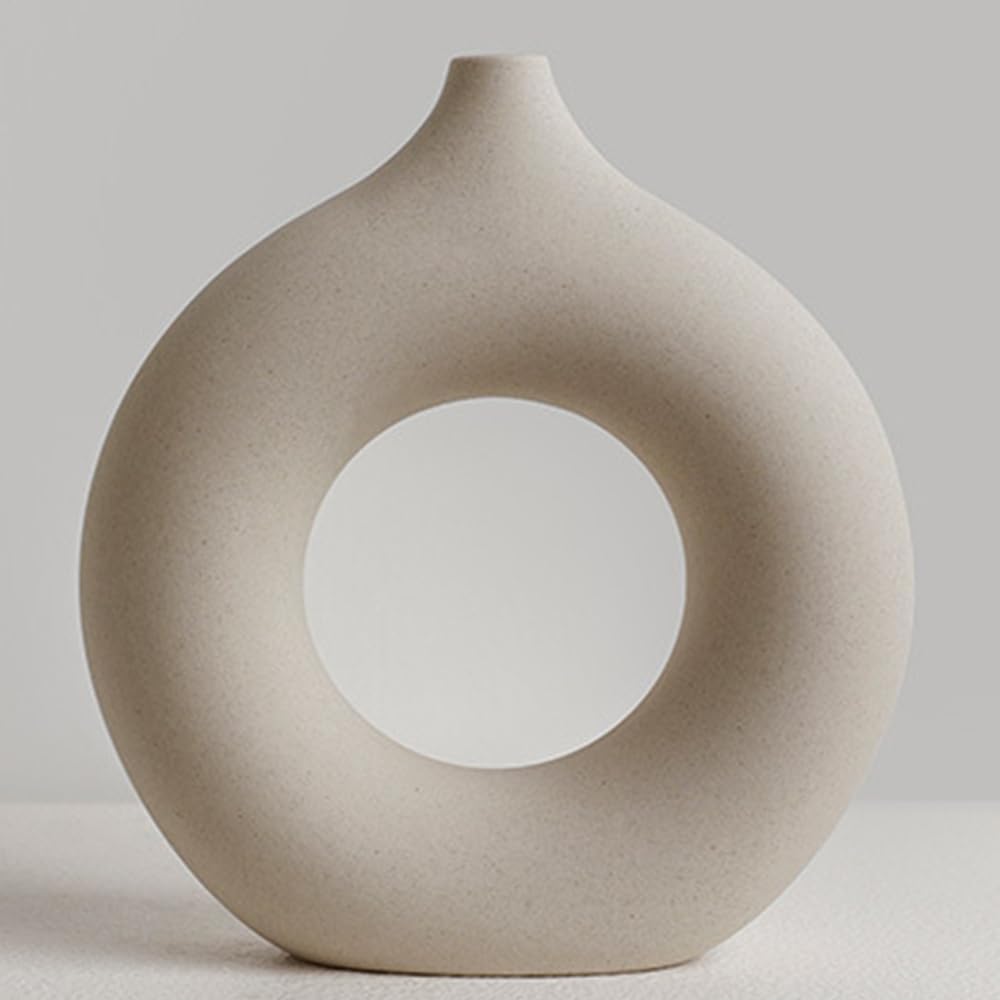 Small Donut Ceramic Vase (Beige) Amazon.co.uk Home & Kitchen
