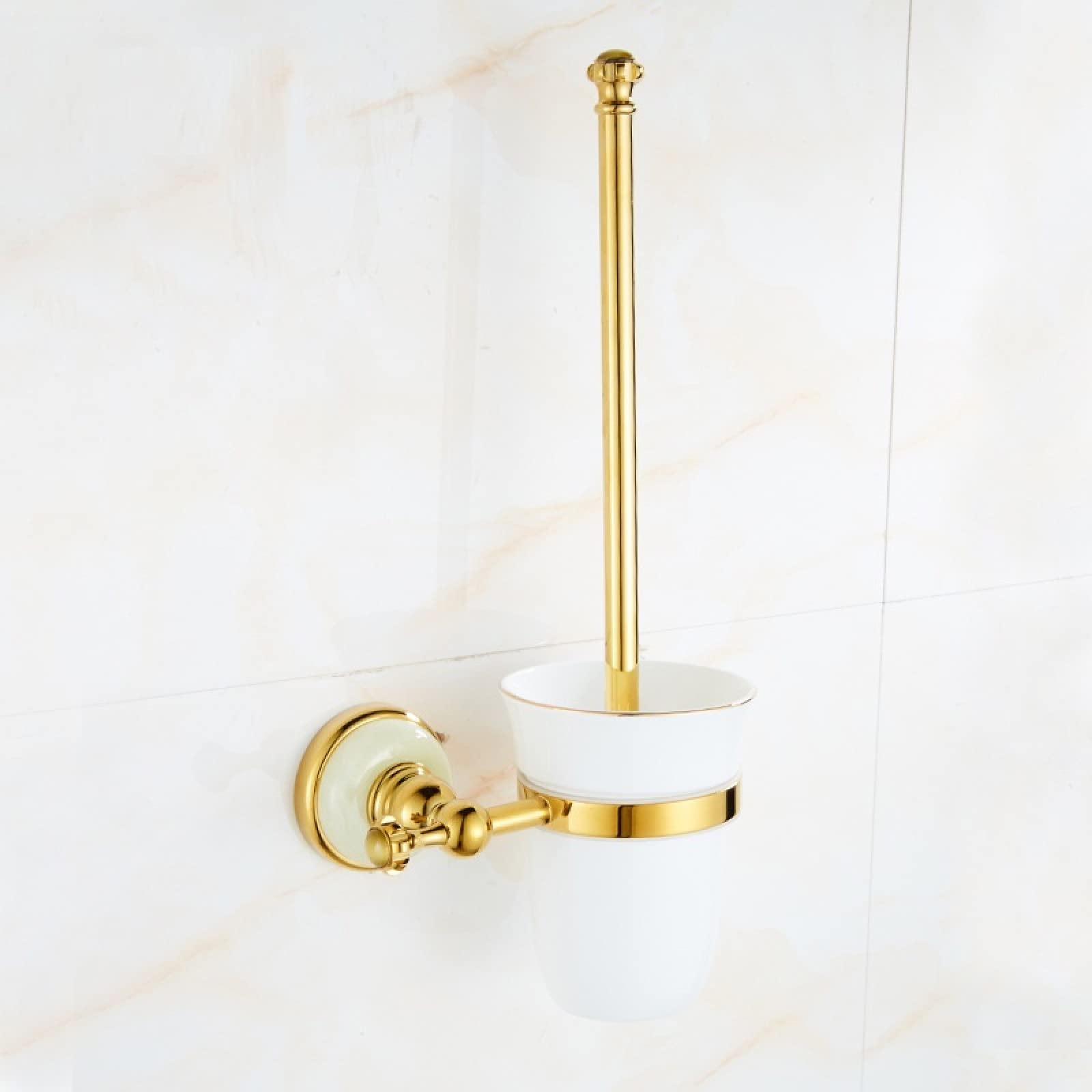FGXHHS Full Copper Bath Towel Rack Bathroom Pendant Set Shelf Hardware Jade Gold Rail, Toilet Brush