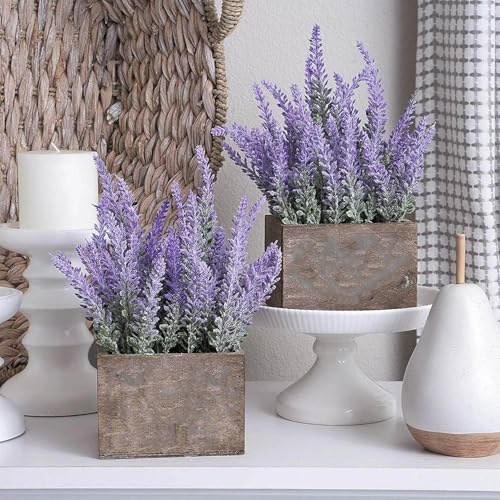 Image of CURATED CART Artificial Lavender Flowers Faux Plants for Vase Pot Home Decor Wedding Kitchen Garden Centerpieces Purple Lavender for Living Room Balcony Office Indoor Outdoor Decorations, 2 PCS