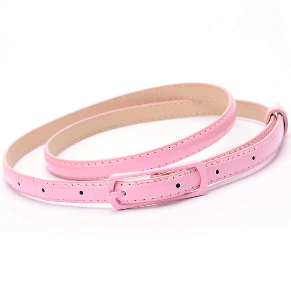Little Finger Women's Pink Faux Leather Narrow Skinny Thin Waist Belt Buckle Strap Waistband Size 35.43" - 43.31" (Pink)