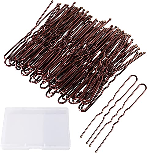Lot de 62 épingles à cheveux en forme de U pour femme (marron, 6 cm)