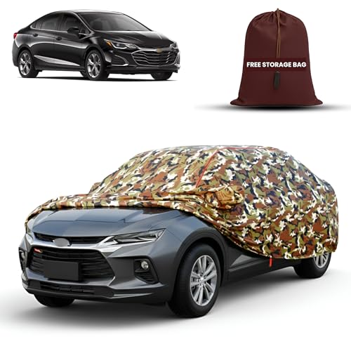 Image of MORNYRAY Car Cover for Chevrolet Cruze | Fully Waterproof Car Body Cover | with Mirror & Antenna Pocket | Dustproof, Windproof & Anti-Scratch Lining, Camouflage