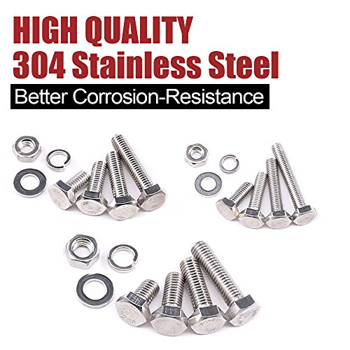 Hilitchi 705-Pcs M3 M4 M5 Hex Hexagon Head Cap Machine Screws Bolts Nuts Flat and Lock Washers Assortment Kit, 304 Stainless Steel, 8 to 20mm Length, Full Thread - Thumbnail 4