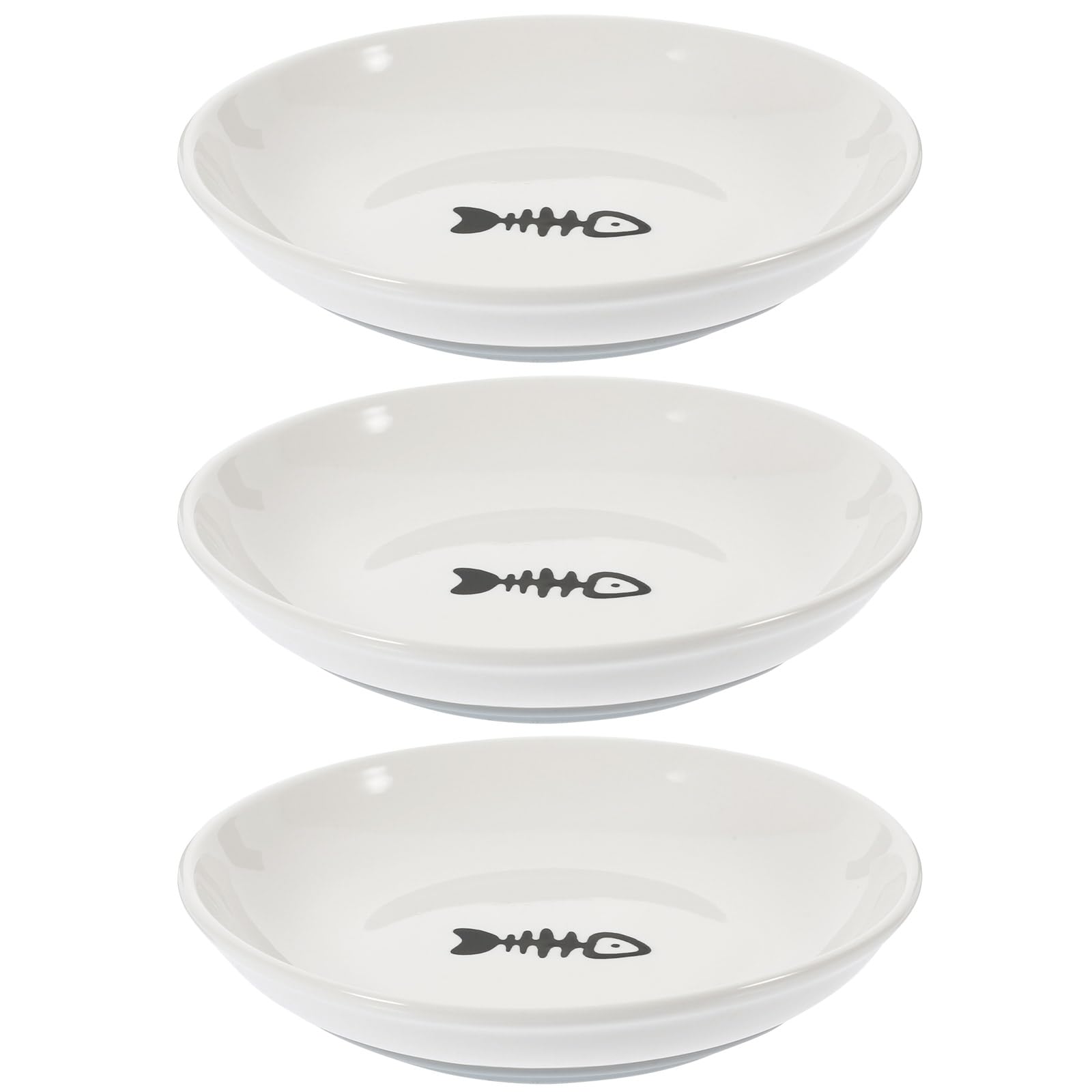 SUPVOX 3 Pièces Set de Gamelles Chat Céramique Ronde avec Base Antidérapante Silicone Bol Plat Large pour et à Courtes Fatigue des Moustaches Entretien Facile