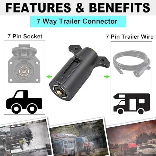 Image of 7 Way Trailer Plug, RV Blade Connector for rv Camper, Track