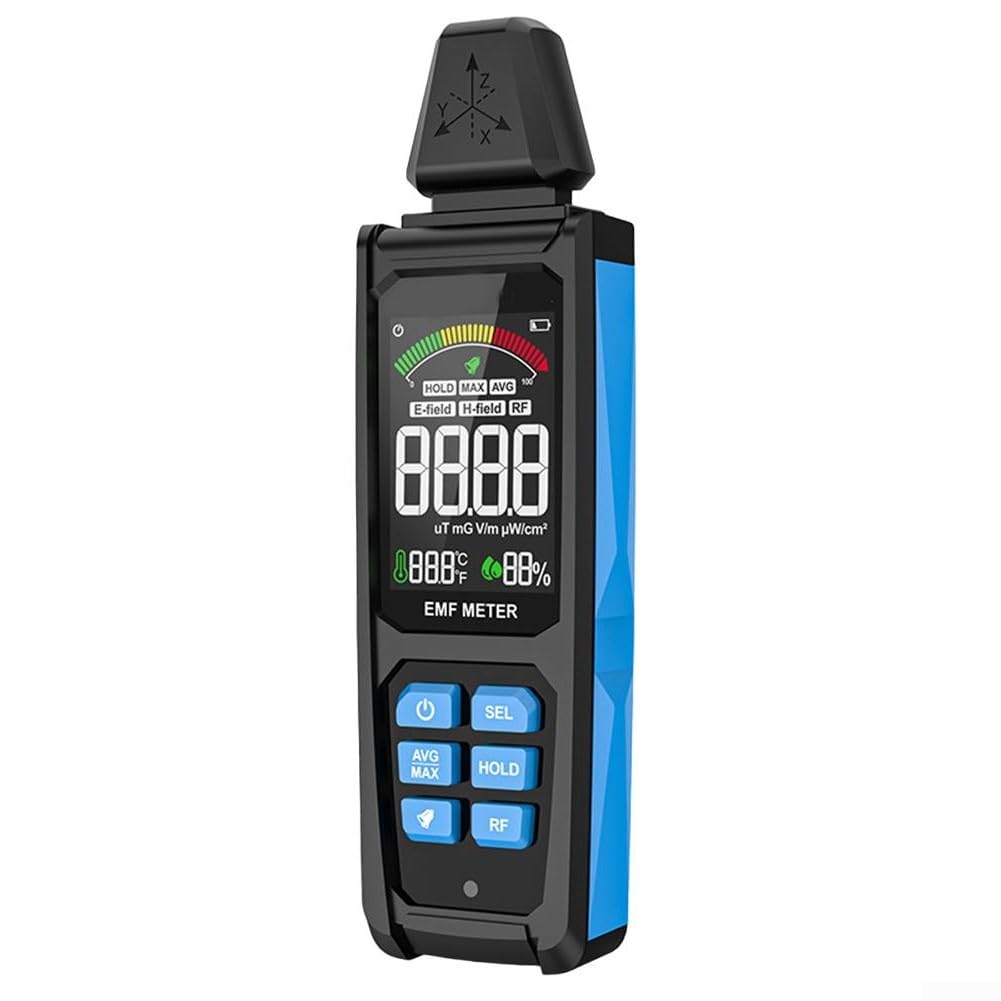 Detector electromagnético de mano de campo y radiación, instrumento de medición EMF 5 en 1, para monitoreo de seguridad en el hogar y al aire libre