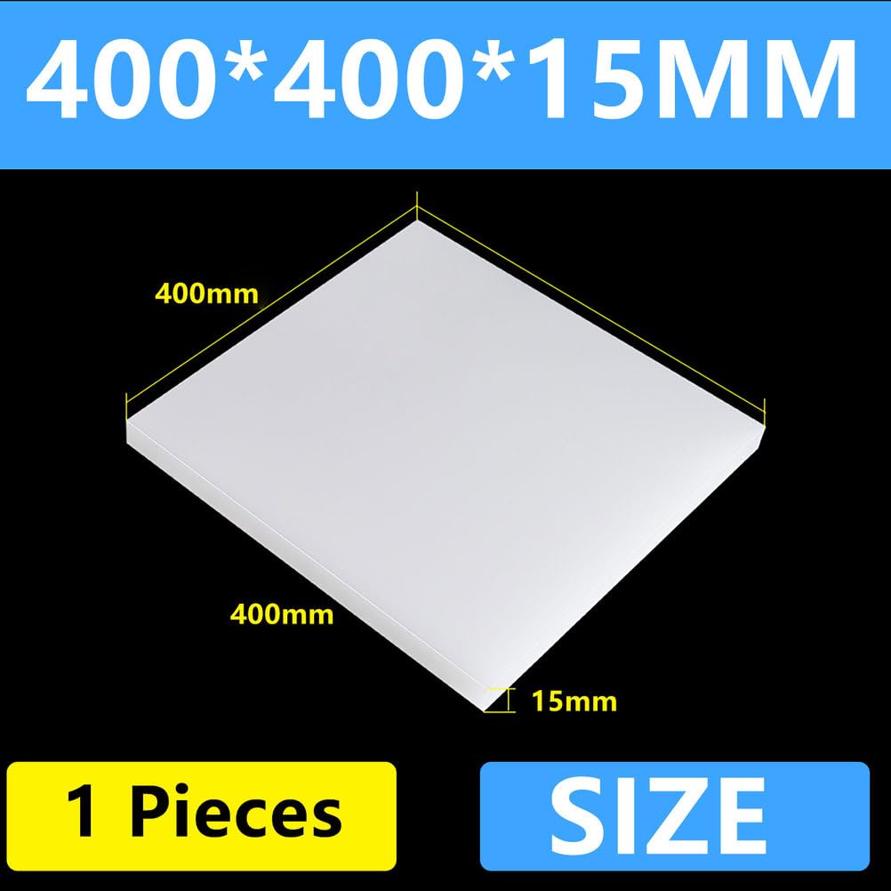 Biały, sztywny arkusz PP 400x400 mm (1–15 mm) – panel z tworzywa polipropylenowego, wodoodporny, odporny na ciepło i chemikalia, do cięcia CNC, do majsterkowania i zastosowań przemysłowych(15mm)