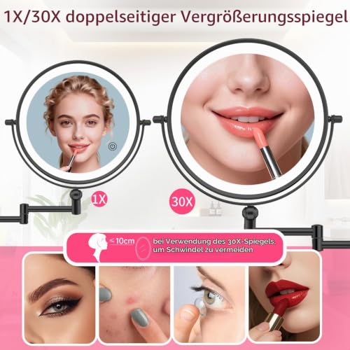 Famihomii 5000mAh 9 Zoll Höhenverstellbar Wiederaufladbar Kosmetikspiegel – Ansicht 4
