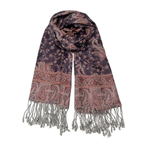 Image of Pashmina Scarf for Women Shawls and Wraps Reversible Paisley Vintage Jacquard Soft Silky Rave Scarves Men