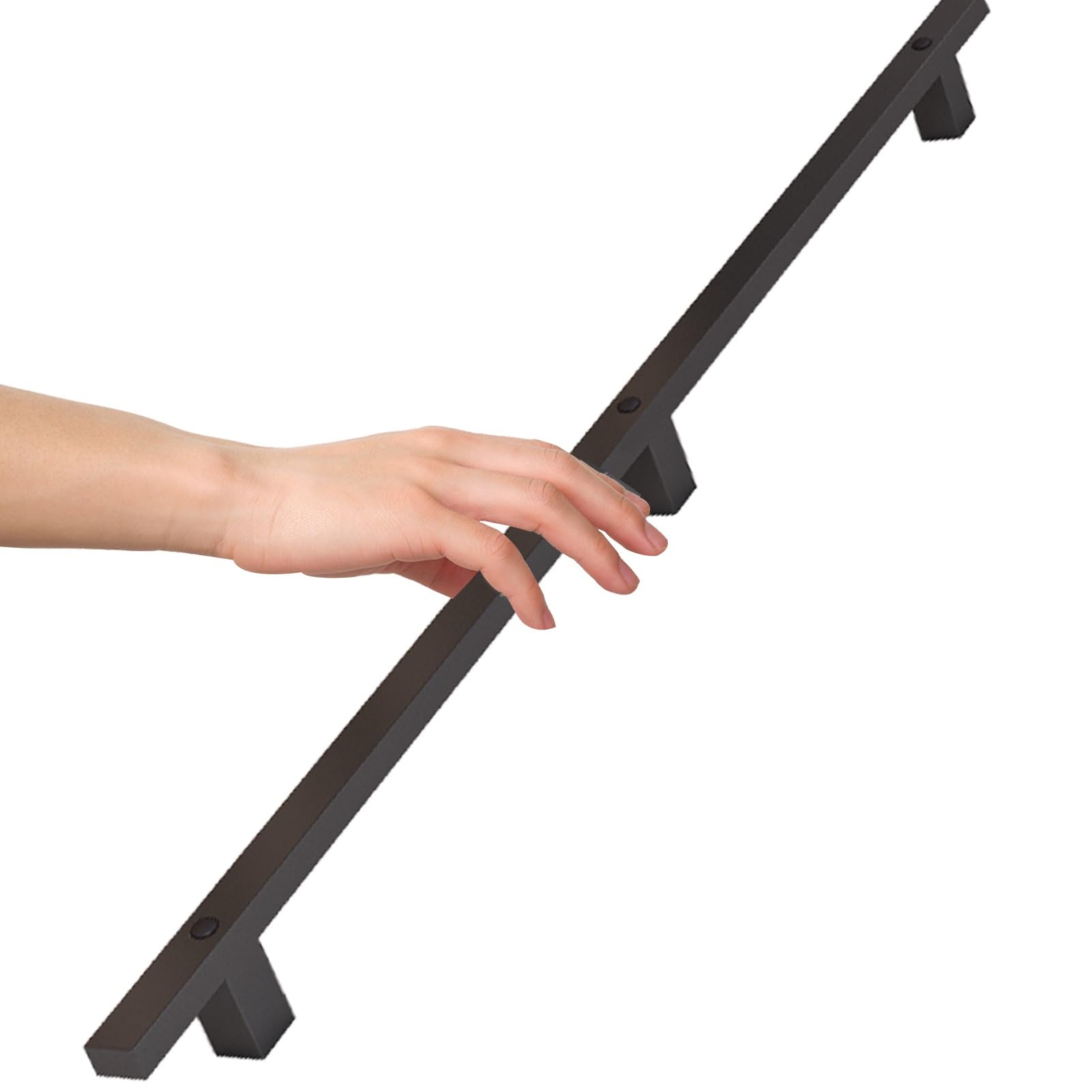 Fkxsxaz Black Industrial Iron Stair Banister Handrail Brackets Kit, Wall Support Handle For Indoor Stairs & Outdoor Decks, Staircase Railing Non-Slip Grab Bar Mount Brackets(8.2Ft/250Cm)