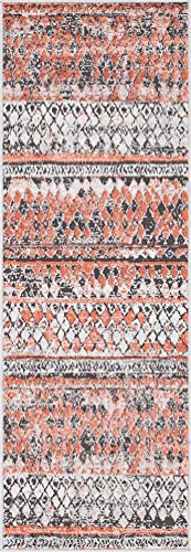 Rugs.com Leipzig Collection Runner Rug – 6 Ft Runner Salmon Low-Pile Rug Perfect for Hallways, Entryways