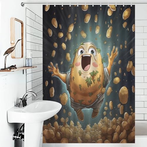 Rideau de douche anti-moisissure en tissu polyester lavable