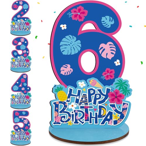Numéro tropical en bois pour fête Luau et accessoire photo d'anniversaire 6 ans