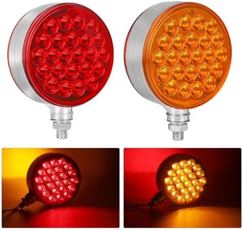 4" 2X Round Double LED Face 48 Pedestal Fender Brake Turn Signal - Foto 4