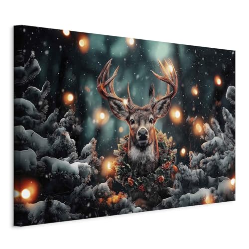 Toile Noël cerf d'hiver murando cadre de décoration murale moderne