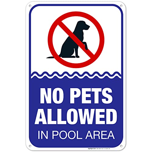 Cartel No Pets Allowed en área de piscina 12x18 pulgadas miniatura 1