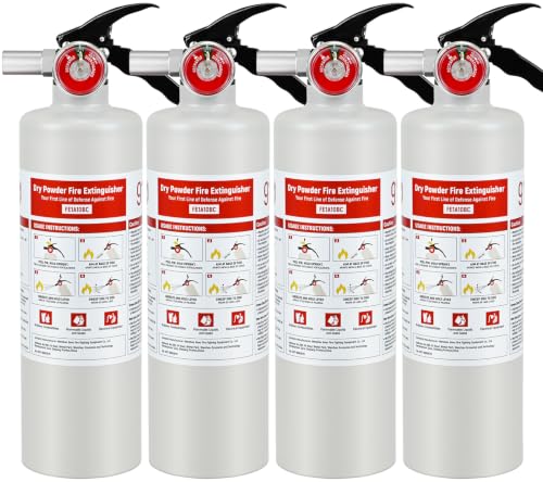 Image of 4 Pack ABC Fire Extinguishers with Mount, 2.5lb 1A:10B:C Rated | Dry Powder Extinguisher for Home, Vehicle, Boat, Portable Dry Chemical Fire Extinguisher with Quick-Release Handle