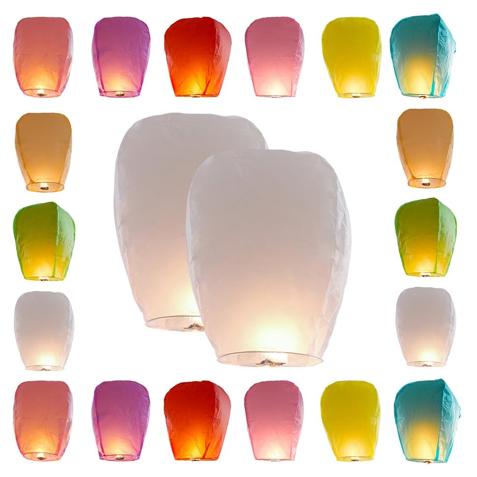Paper Lanterns Have 20 Pack Colored, Lanterns Easy to Use, Each Package is Equipped with Operating Instructions and Marker Pen. Paper Lantern were The Highlight of Party!