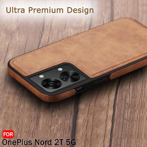 Image of TheGiftKart Genuine Leather Finish Back Case for OnePlus Nord 2T 5G|Shockproof Design|Raised Edges for Camera & Screen Protection|Stunning Minimalist Case Compatible with OnePlus Nord 2T, Brown