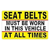 Seat Belts Must Be Worn Stickers - Small 2.5 in x 1.5 in - 3 Pack - Taxi Notice Warning Labels for Vehicle Car Fleet Commercial Business uber Ride Share Vinyl Decal Label