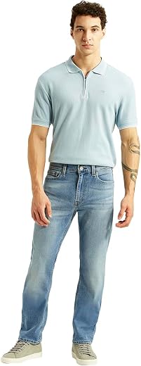 Levi's Men's 513 Light-Blue Slim Straight Fit Mid Rise Jeans