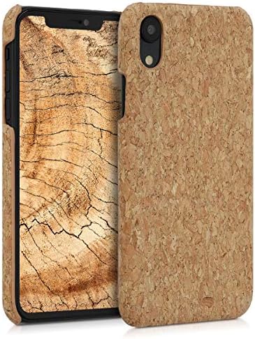 kwmobile Case Compatible with Apple iPhone XR Case - Cover with Cork Finish - Light Brown